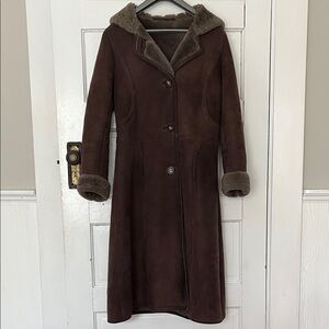 Genuine Shearling Coat with Hood - Women's XS to S